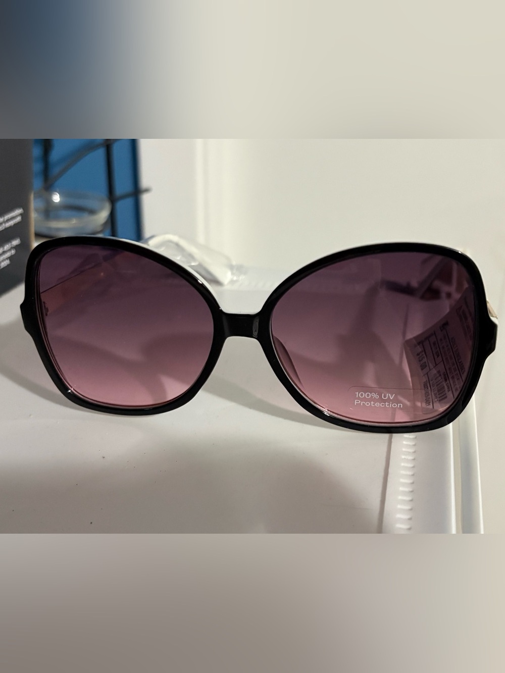 a new day Black Frame Sunglasses with Pink Gradient Lenses